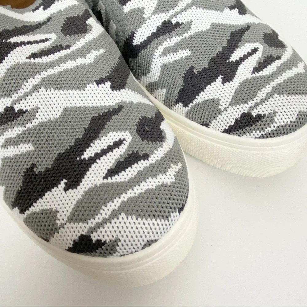 Steve Madden Size 7.5 Maygee Gray Camo‎ Platform Slip On Sneakers